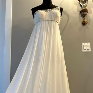 Aidan Mattox White Chiffon Dress